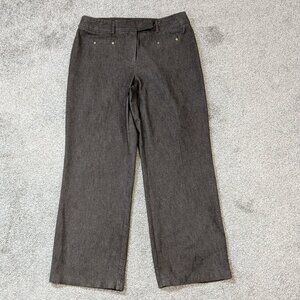 NYCC Brown Stretch Twill Straight Leg High Rise Casual Career Pants; Size 14